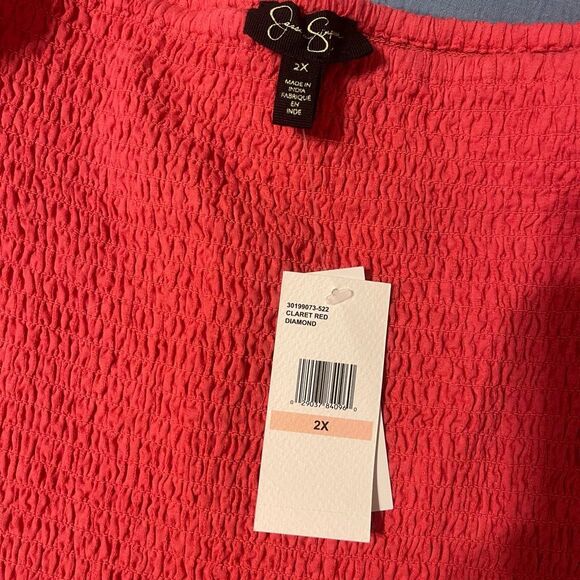 Jessica Simpson Womens Plus Smocked Blouse 2X NEW - Picture 5 of 7